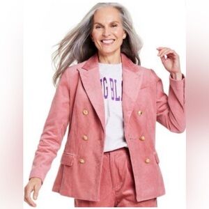Rowing Blazers for Target Corduroy double-breasted blazer in Pink Academia in M